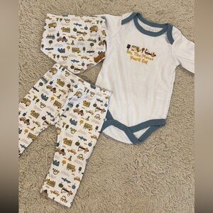 Baby 3-Piece Transport Set - White with Blue & Mustard Accents